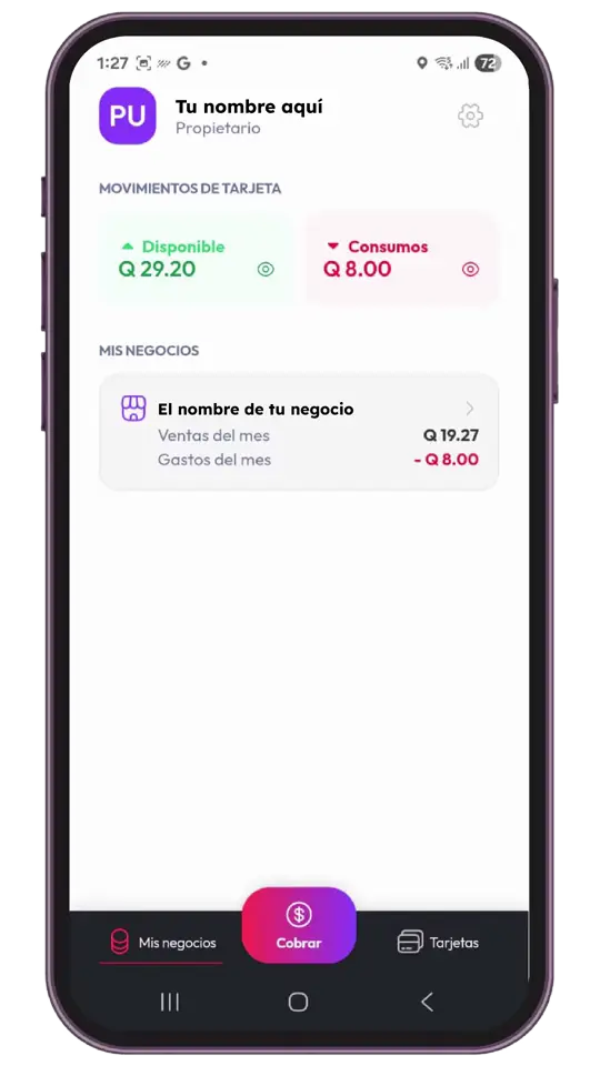 Animación de la aplicación YAYO en un teléfono aceptando un pago contactless